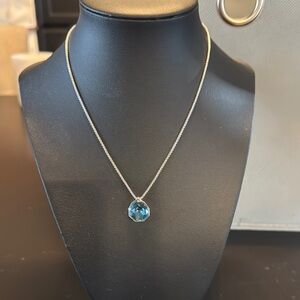 Touchstone Crystal Silver Necklace with Blue Crystal Pendant
